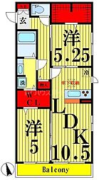 サンモールウチデ 2LDKの間取図画像