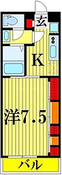 リブリグランレーヴ2 1Kの間取図画像