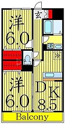 リヴェール 2DKの間取図画像