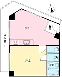 富士見ヶ丘センタービル 1DKの間取図画像