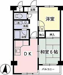 京王むさしのマンション 2DKの間取図画像