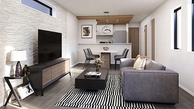 リビング・ダイニングは嬉しい二面採光!窓辺からの陽光が、あたたかなリビングを演出します!※施工例