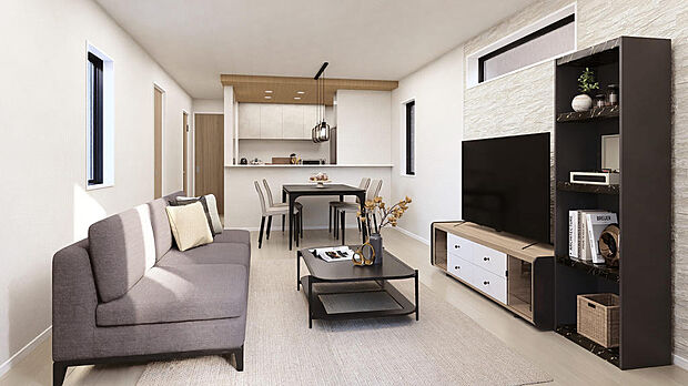 使い勝手を考えた開放感のあるLDK♪どんな家具を置こうか考えるだけで、ワクワクしますね♪※施工例