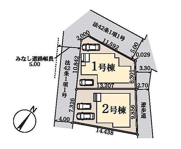 区画図・カースペース並列２台！