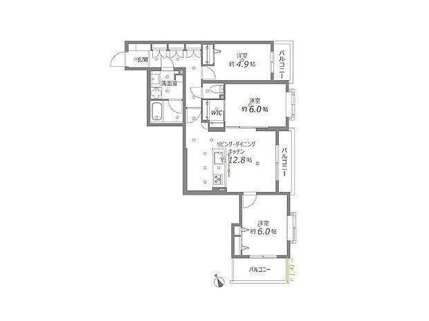 陽当り・通風良好！開放的な南東角住戸