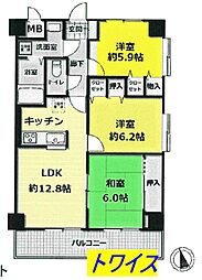 ダイアパレス河辺第2 3LDKの間取図画像