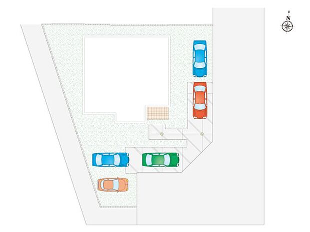 久喜市鷲宮（全10区画）I号棟　区画図　駐車場は最大5台駐車が可能です。隣地との間隔も広いので日当たりも良い区画です！