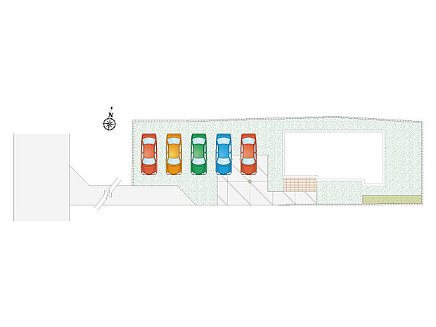 久喜市鷲宮（全10区画）C号棟　区画図　来客が多いご家庭でも並列5台駐車可能ですので安心です。