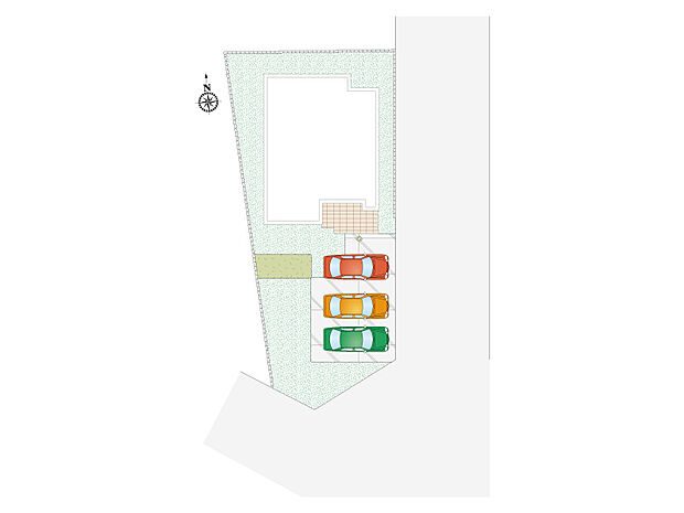 区画図　並列駐車3台可能！来客時やご家族の増車の際もゆとりのあるスペースです！