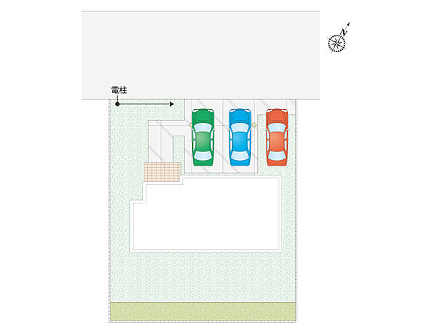 【1号棟:区画図】車3台駐車可能です。
