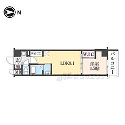 JR東海道・山陽本線 西大路駅 徒歩15分の賃貸マンション 5階1LDKの間取り