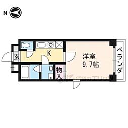 ヴァンウエスト 1Kの間取図画像
