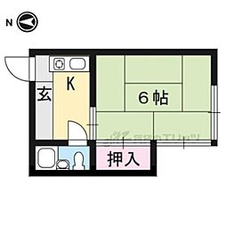 スプリングハウス 1階1Kの間取り