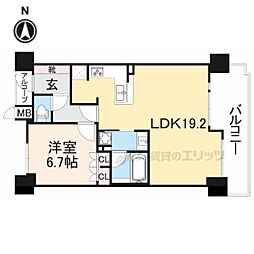 阪急京都本線 西院駅 徒歩8分の賃貸マンション 2階1LDKの間取り