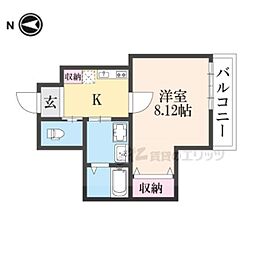 京都地下鉄東西線 二条駅 徒歩5分の賃貸マンション 1階1Kの間取り