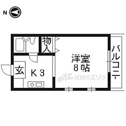 るうとぴあ竹内 2階1Kの間取り