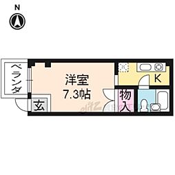 京阪本線 出町柳駅 徒歩7分の賃貸マンション 2階1Kの間取り