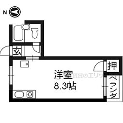 グロリアス杉本 2階ワンルームの間取り