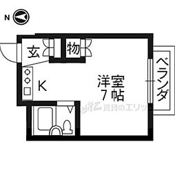 阪急京都本線 大宮駅 徒歩6分の賃貸マンション 2階1Kの間取り