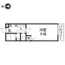 アドミ西院 1階1Kの間取り