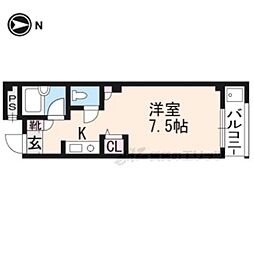 スクエア松原 4階1Kの間取り