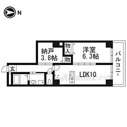 QUINTO五条烏丸 8階1LDKの間取り