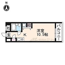 ＤＥＴＯＭ−1烏丸五条 5階ワンルームの間取り