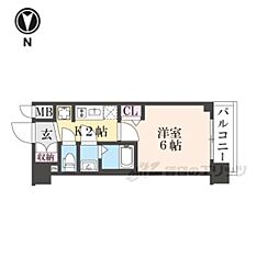 プレサンス十条凛華 3階1Kの間取り