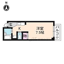 京福電気鉄道北野線 北野白梅町駅 徒歩15分の賃貸マンション 5階1Kの間取り
