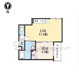 JR奈良線 東福寺駅 徒歩9分の賃貸アパート 2階1LDKの間取り