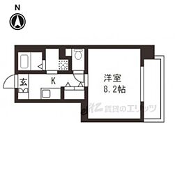 京都市営烏丸線 十条駅 徒歩5分の賃貸マンション 2階1Kの間取り