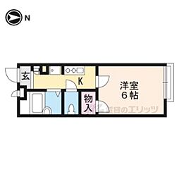 京都市営烏丸線 今出川駅 徒歩15分の賃貸アパート 2階1Kの間取り