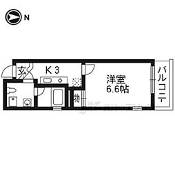 ドーリアＫＹＯＴＯ大宮 4階1Kの間取り