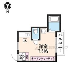 グリーン馬町 4階1Kの間取り