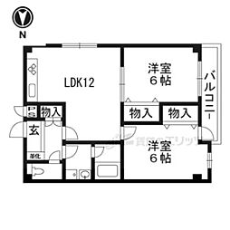グランドール・ゼニカ 2LDKの間取図画像