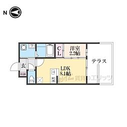 アドバンス京都リエートII 1階1LDKの間取り