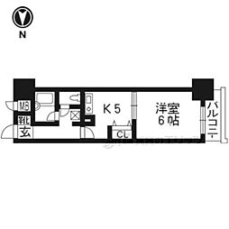 エスリード四条河原町 8階1DKの間取り