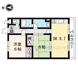 京都地下鉄東西線 椥辻駅 徒歩35分の賃貸マンション 4階1LDKの間取り