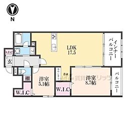 京阪本線 出町柳駅 徒歩2分の賃貸マンション 2階2LDKの間取り