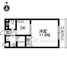 パレスコート 4階1Kの間取り