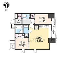 STANDZ京都二条 2階2LDKの間取り