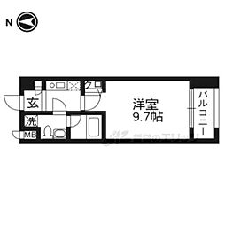 京都市営烏丸線 五条駅 徒歩5分の賃貸マンション 12階1Kの間取り