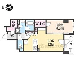 ファインレジデンス烏丸五条 1LDKの間取図画像