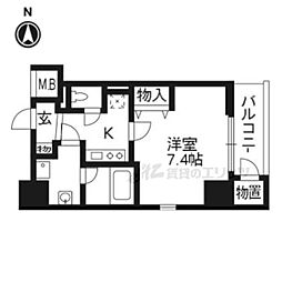 クリスタルグランツ京都御所西 1Kの間取図画像