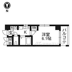 エステムプラザ京都五条大橋 1Kの間取図画像