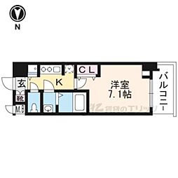 アドバンス京都ソナーレ 1Kの間取図画像