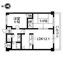 レジデンスオークラC棟 2LDKの間取図画像