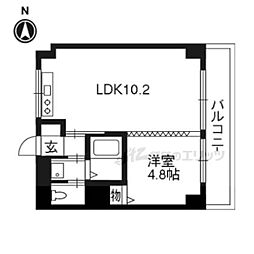 京都クレセントマンション 1LDKの間取図画像
