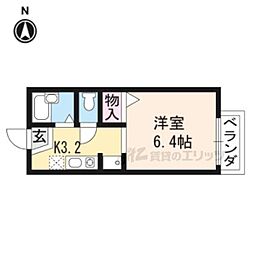 クローバーハウス御陵 1Kの間取図画像