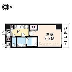 メゾン・トラスト京都梅小路公園 1Kの間取図画像